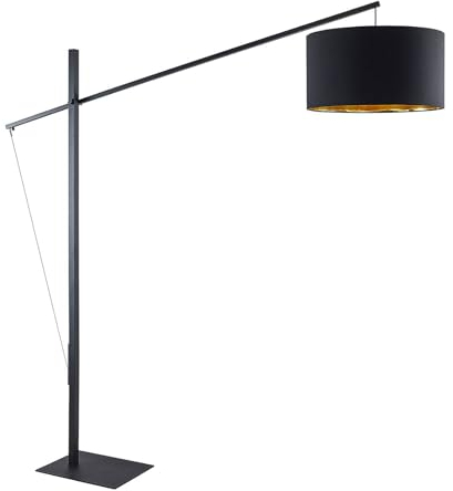Arcchio Stehlampe (Bogenleuchte) 'Mossa' (Modern) in Schwarz aus Metall u.a. für Wohnzimmer & Esszimmer (1 flammig, E27) - Bogenlampe, Stehleuchte, Floor Lamp, Standleuchte, Wohnzimmerlampe