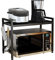 Soporte Microondas Extensible pared Encimera, Estante para Microondas de Suministro de vajilla de Almacenamiento para Colgar, Microondas Rack Capacidad de Carga de 25 kg, Negro(40/64*45*36,5 cm