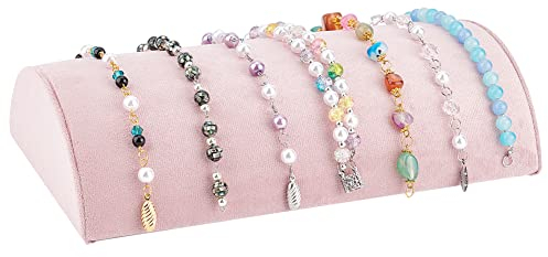 FINGERINSPIRE Pink Bracelet Display Stand Velvet Bracelet Display Holder Jewelry Bracelet Watch Necklace Storage Rack Jewelry Organizer Displays for Home, Retail, Counter Top, Photographic Props