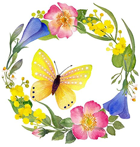 20 Servietten Schmetterling im Frühlingskranz | Tischdeko | Decoupage | Serviettentechnik 33x33cm