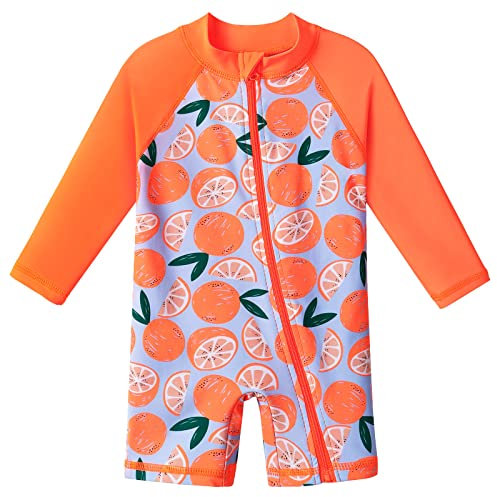 XFGIRLS Kleinkind-Badeanzug für Jungen, LSF 50+, sonnensichere Bademode, Badeanzug für Mädchen, Kinder-Bademode, 6 - 4 Jahre, zitronengelb, 6-12 Monate