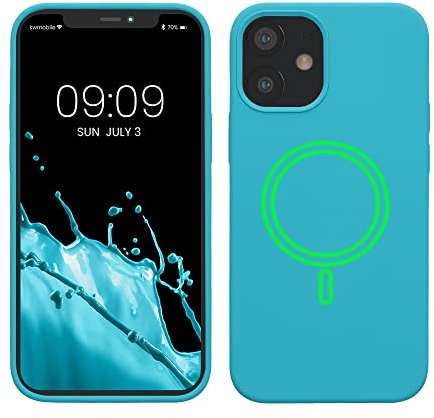kwmobile TPU Silicone Case Compatible with Apple iPhone 12 mini - Case Magnetic Cover - Compatible with MagSafe - Cool Glacier
