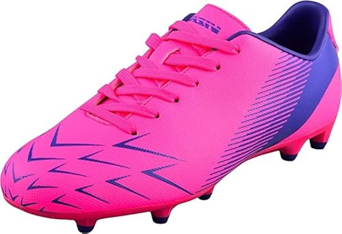 Vizari FG Scarpe da calcio per bambini | Scarpe da calcio per bambini per ragazzi e ragazze | Outdoor Soccer Cleats Turf Football Boots | Tacchetti antiscivolo per allenamento e gioco, Rosa/Viola, 32