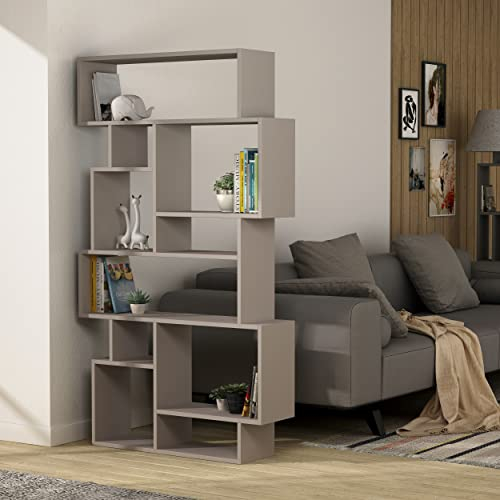 HOCUS PICUS Hocuspicus Bücherregal mit 6 Etagen, 96 x 26 x 169 cm, viele Farboptionen, Wohnzimmermöbel, einfache Montage, Bücheraufbewahrung, Ausstellungseinheit (helles Mokka)