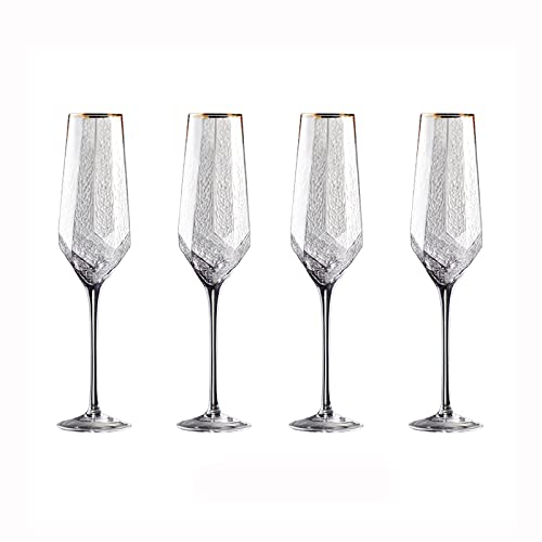 Verres à champagne 300 ml verres à champagne haut de gamme verres à vin blanc lot de 4 flûtes à champagne martelées de luxe léger pour mariages, fêtes, activités quotidiennes flûtes à champagne