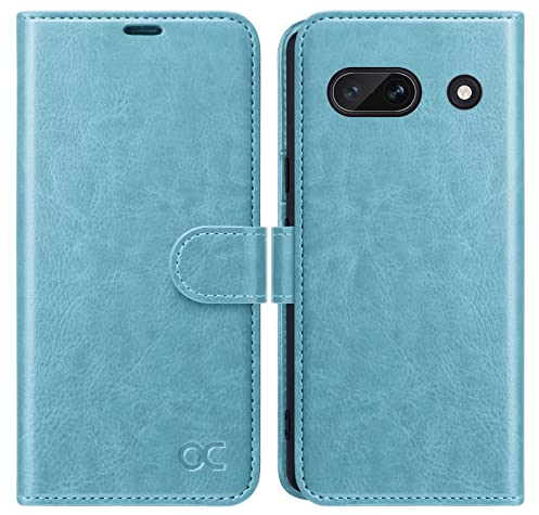 OCASE Google Pixel 7A Hülle, Magnet Leder Tasche mit Klappbar Kartenfächer und TPU Bumper Schutz für Pixel 7A in Blauer See