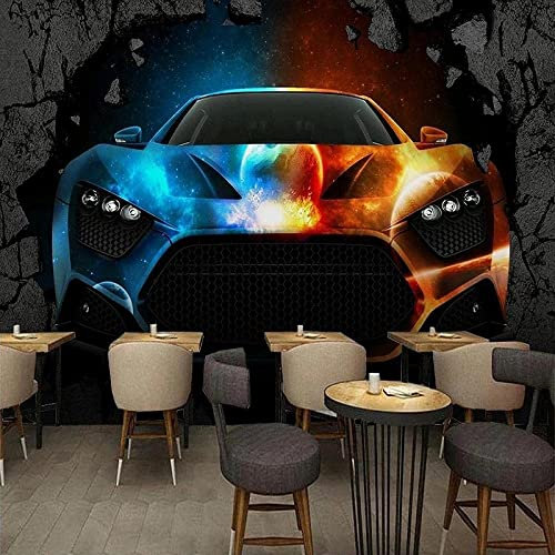 3D Mural Wallpaper Living Room Bedroom Background Wall Paper Cool Sports Car 3D Child Room Mural Living Room Bedroom Kindergarten Early Education Center Background Wall 200 (W) x 150 (H) cm