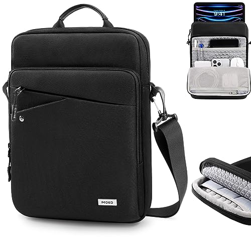 MoKo iPad Sleeve Tablet Bag,12.9 Inch iPad Carrying Case,360° Protective iPad Travel Case with Shoulder Strap,13 Inch New iPad Pro M4 & Air M2 2024,iPad Pro 12.9 M2&M1,Galaxy Tab S9+/S8+ 12.4,Black