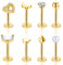 Gojewen 8stk Lippenpiercing Labret Stecker 8mm Edestahl 16G Piercing Helix Tragus Cartilage Medusa Lippe Gold Herz Stern