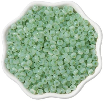 Wambere 150 Stück 4mm Bunte Perlen Für Armbänder,Glasperlen Armbänder Selber Machen Perlen zum Auffädeln Mini Perlen für Armbänder Halskette Ketten Ringe Schmuckherstellung,Grünes Gras