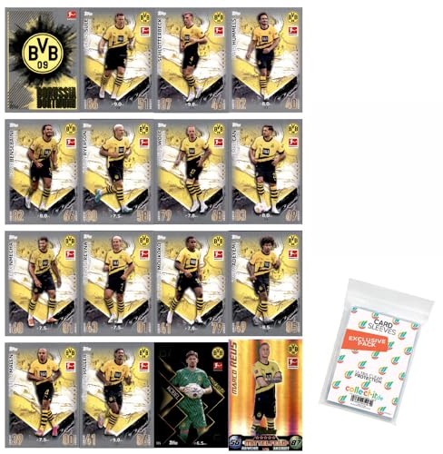 Bundle mit Topps Match Attax Bundesliga - 2023/24 - Mannschaftspaket - Borussia Dortmund + Exklusive Collect-it Hüllen