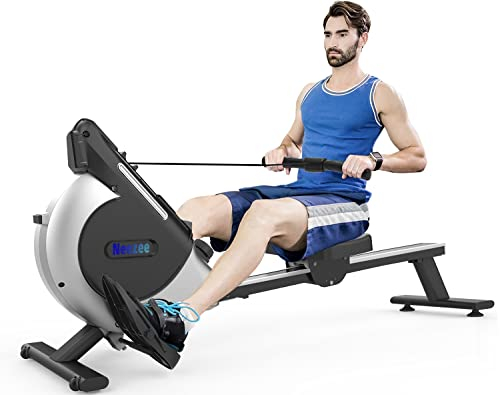 Neezee Vogatore, Vogatore Professionale per Casa con Resistenza Magnetica a 16 Stadi, Vogatore Super Silenzioso con Display LCD, Guida di Scorrimento in Alluminio e Supporto per Tablet, Nero