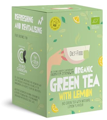 DIET-FOOD - Bio-Tee in Beuteln - Grüner Tee mit natürlichem Zitronenaroma - aus zertifizierten Bio-Zutaten - ohne Kunststoffen - heißes Getränk - Naturprodukt - 20x2g Teebeutel