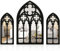 BAODBF 3 x gotische Spiegel, Wanddekoration, gewölbter Fenster-Wandspiegel, großer Gothic-Wandspiegel, schwarz, groß, Gothic-Spiegel, Wand für Wohnzimmer, Schlafzimmer, Badezimmer