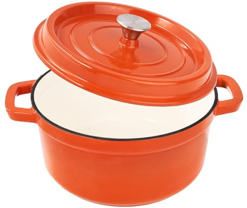 Pentola da forno olandese da 7 litri con coperchio, in ghisa smaltata antiaderente, per cuocere il pane, resistente, adatta al forno, pentole in ceramica fino a 260 °C per cottura, brasatura, stufati