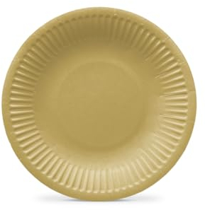 PAW - Assiette Jetable en Carton (18 cm) I Lot de 8 I Assiettes Jetables Idéales pour Mariage, Communion, Fêtes, Anniversaire I Impression de Assiettes en Papier à Base d'eau I Or Monochrome