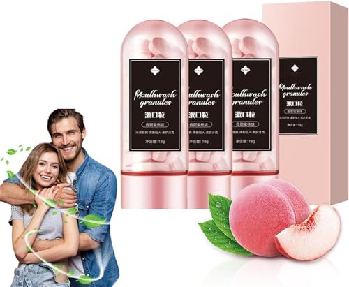 Convenient Gum Protection Pellets,Moulhwash Granules,Toothpaste Powder,Travel Mouthwash Fresh Breath Tablets,Portable Chewable Mouthwash Tablets Bits for Teeth Clean Oral Fresh Care (Peach*3)