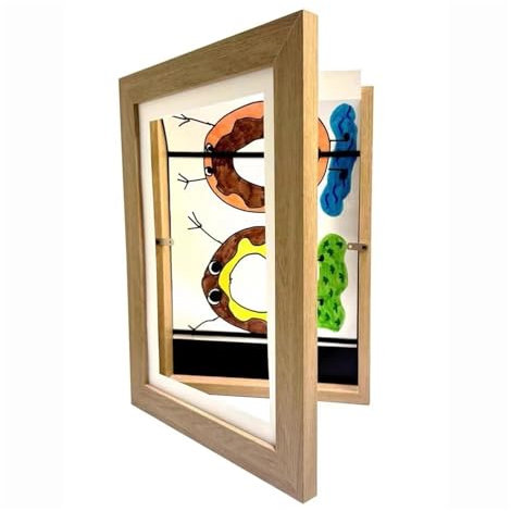 WLLKIY Kinder-Kunstrahmen, Magnetisch, Vorne Offen, Veränderbar, Kinderrahmen for Fotos, Zeichnungen, Gemälde, Bilder Multifunktional(Wood Frame,8.5X11in 21.6X28cm)
