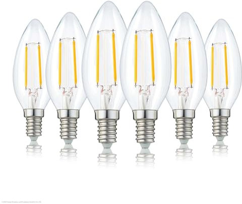hellum LED Lampen E14 warmweiß, 6 Stück, klare LED Glühbirne Kerzenform als Ersatz für Glühbirne 25 Watt, Helligkeit 250 Lumen, 2700 Kelvin LED E14 warmweiß 220162