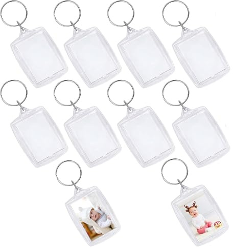 Foto Schlüsselanhänger,10 PCS Acryl Clear Photo Schlüsselanhänger Foto mit geteiltem Ring Bilderrahmen Schlüsselanhänger Foto Insert Schlüsselbund für Foto,Bild,Namen,mit beschriftbar(4.2*5.6cm)