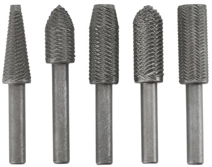 LT Easiyl 5 Pezzi Lima rotante in acciaio rapido Lunghezza 58,7 mm Diametro impugnatura 6,2 mm Punte per smerigliatrice per fresatura, limatura e sagomatura di acciai