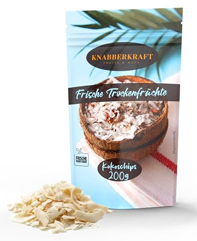 Knabberkraft Kokoschips Deluxe - Premium Knusprige Kokosnusschips aus den Niederlanden - Exotischer Genuss - Frisch Verpackt-Gesunde Snacks - 200g