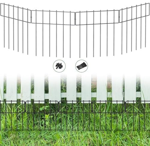 Hanured® 25 pièces Clôture de jardin décorative en métal, 8,2 m(L) x 43 cm(H), Barriere jardin exterieur pour animaux, Cloture chien pour parterre de fleurs, cour
