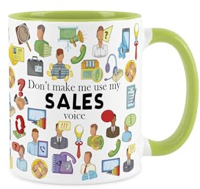 Purely Home Salesperson Mug - Humorous Salesman/Saleswoman Job Themed Novelty Gifts - Tea/Coffee Hot Drinks Light Green Ceramic Cup Present