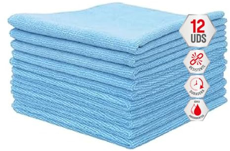 Clim Profesional 12 Bayetas de Microfibra Azul XL 35x40 cm Súper Absorbentes. Pack 12 paños Multiusos