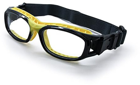 EnzoDate Sportbrille mit austauschbaren Gläsern, enge Passform, stoßfest, für Basketball, Handball, Volleyball, Tennis, Gelb