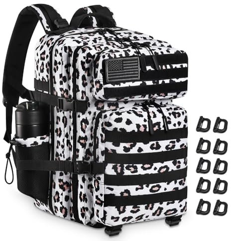 R.SASR Militärischer taktischer Rucksack, 45 l, großer taktischer Rucksack für Herren, Wanderrucksack mit Flaschenhalter, Leopard, 40L, Wandern, Trekking