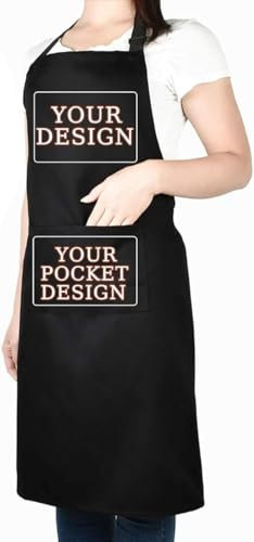 Individuelle Schürze mit Bild, Text, Name und Logo auf Brust und Taschen, Personalisierte Individuelle Schürze für Männer und Frauen zum Kochen und Backen in der Küche