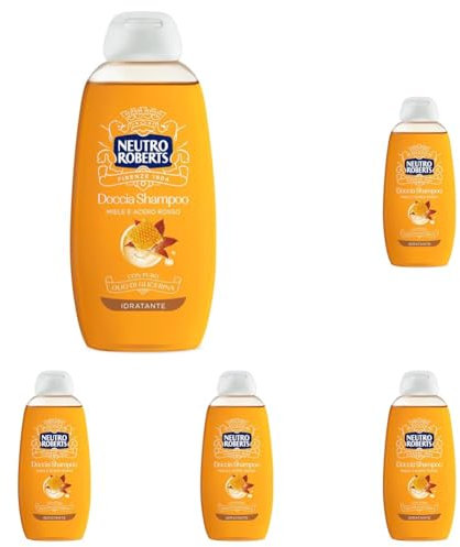 Neutro Roberts Doccia Shampoo Idratante con Miele e Acero Rosso, Profumo Intenso, Ottimo per Detergere Corpo e Capelli, Senza Parabeni e Sapone, Rispetta il pH della Pelle, Flacone da 250 ml