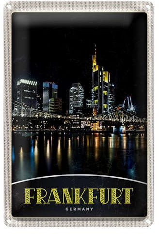 Frankfurt Skyline | Blechschild | Wanddeko | Vintage-Stil | 20 x 30cm
