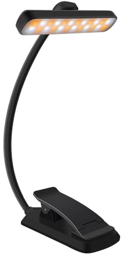 karidi 24 LED Luz de Lectura Recargable 360°, lampara lectura 5 Tonos, USB-C, Pinza para Libros/Tablet, 80H Cuidado Ocular, Regalo Estudiantes/Niños/Ancianos (Sin Deslumbrar)