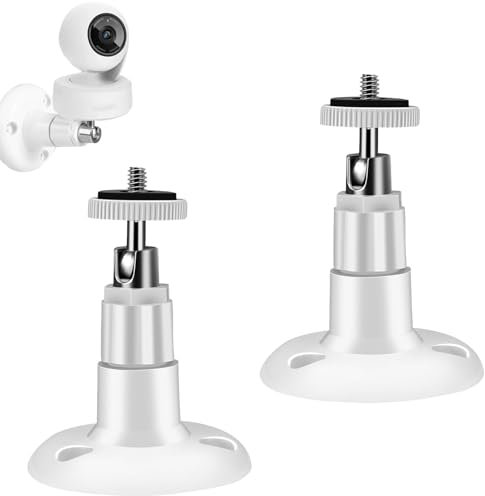 2 Pcs Ring Camera Mount,Compatible With Universal 360° Adjustable Ring Stick Up Cameras Mount,White Holder Smart Security Durable ABS Plastic Waterproof Wall Mounting Bracket for Rings Outdoor Indoor
