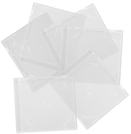 KICHOUSE 6pcs Transparent CD Storage Cases Hard Jewel Display Boxes for Single Discs for Home Office and Travel Convenient Disc Identification and Protection
