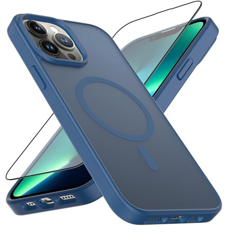 Lyhsgao for iPhone 13 Pro Max Phone Case 6.7 Inch Magnetic Cover Blue | Case for iPhone 13 Pro Max with MagSafe, Shockproof Scratchproof Camera Protection, Translucent Matte Cover Screen Protector