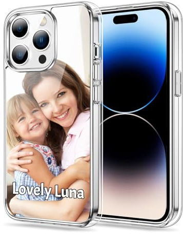XSTZR Personalisierte Hülle für iPhone 11, 12, 13, 14, 15, 16 - PC-Material, klares Design mit eigenem Bild oder Foto - individualisierbare Schutzhülle (Transparente Schale)