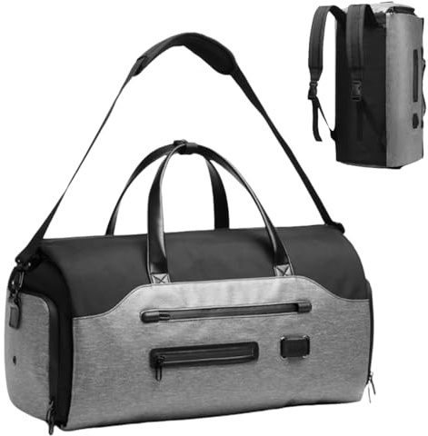 Convertible Garment Bag for Men Women, Carry On Travel Bags with Suit Compartment, Weekend Flight Bags with Shoes Pouch