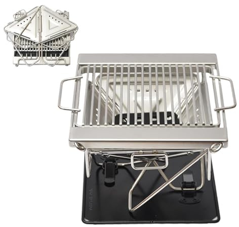 Portable Folding Stainless Steel Kitchen Grill Small Charcoal Grill for Hiking Picnic Party Pre Party Garden Kitchen Backpacking Backyard Outdoor