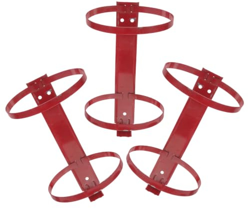ORFOFE Supporto per Estintore a Polvere 4kg, 3 Pezzi, Montaggio a Muro Salvaspazio in Ferro Rosso Guide Verticali e Doppio Foro, per Uffici e Spazi Commerciali