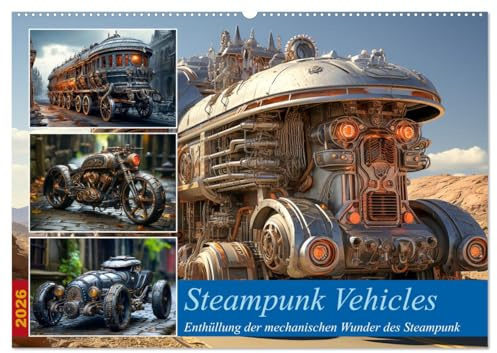 Steampunk Vehicles (Wandkalender 2026 DIN A2 quer), CALVENDO Monatskalender: Willkommen in der faszinierenden Welt der Steampunk-Fahrzeuge, in der ... Weise verschmelzen (CALVENDO Mobilitaet)