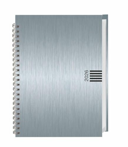 Wochen-Cheftimer A5, Alu silber 2026: Wochenkalender. Silberner Terminkalender in Aluoptik. Buch-Kalender mit Eckperfoation und Spiralbindung. ... Planen von Terminen. (Kalenderbücher Heye)