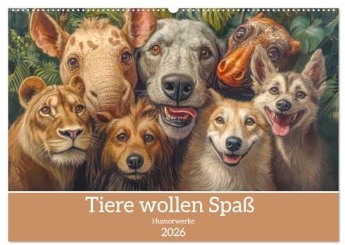 Tiere wollen Spaß - Humorwerke (Wandkalender 2026 DIN A2 quer), CALVENDO Monatskalender: Lebensfreude tierischer Protagonisten (CALVENDO Spass)