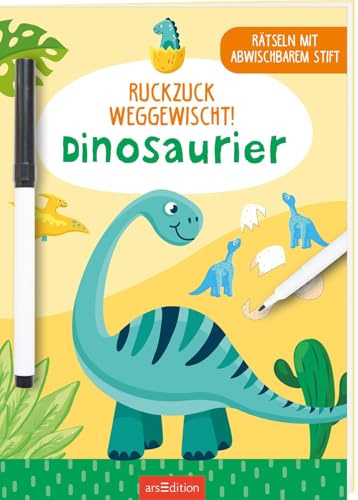 Ruckzuck weggewischt! Dinosaurier: Rätseln mit abwischbarem Stift | Rätselheft zum Immer-wieder-Lösen für Kinder ab 4 Jahren