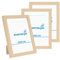 PHOTOLINI Cadre 10 x 15 bois MDF naturel, lot de 3 cadres photo pour posters et affiches, verre acrylique incassable, décoration murale à suspendre & à poser, avec accessoires supplémentaires