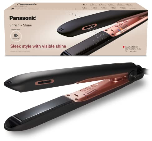 Panasonic EH-HS99 Nanoe Ceramic Hair Straightener for Improved Shine with Temperature Control (Black/Rose Gold)