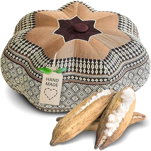 livasia Meditationskissen Stern - Ø 30x15cm - Yogakissen mit Kapok, Pouf, Bodenkissen sternförmig Yoga Zen Meditation, Zafukissen für Garten und Balkon, Sitzkissen handgefertigt