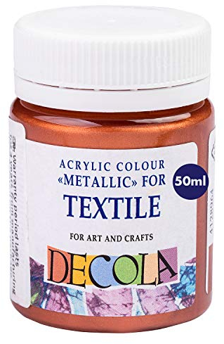 Decola - Kupfer Metallic Effekt Textilfarbe 50ml | Hochpigmentierte Textilfarben Waschmaschinenfest | Hergestellt von Neva Palette